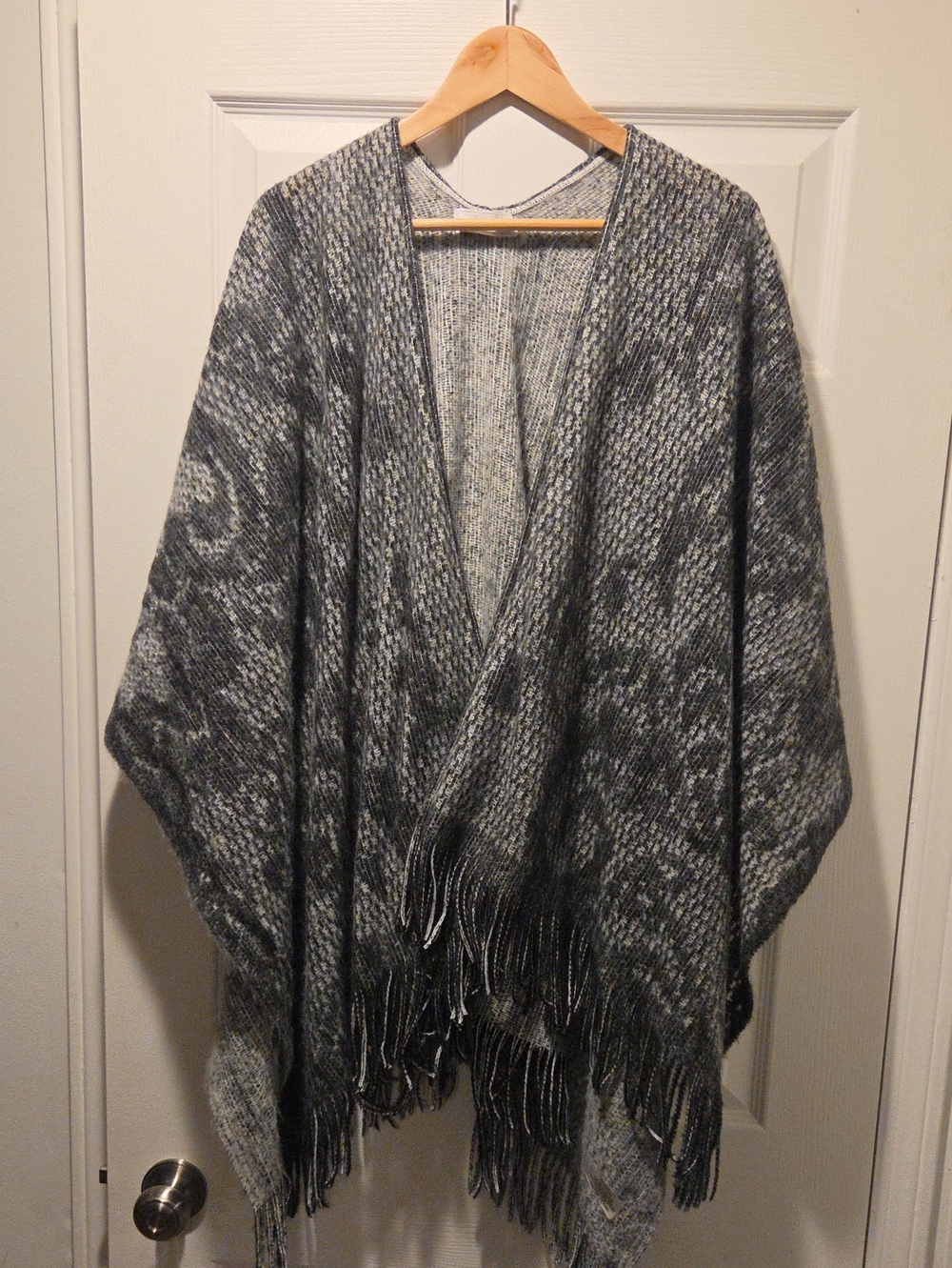 Zighilli Made in Italy Knit Fringe Poncho Wrap